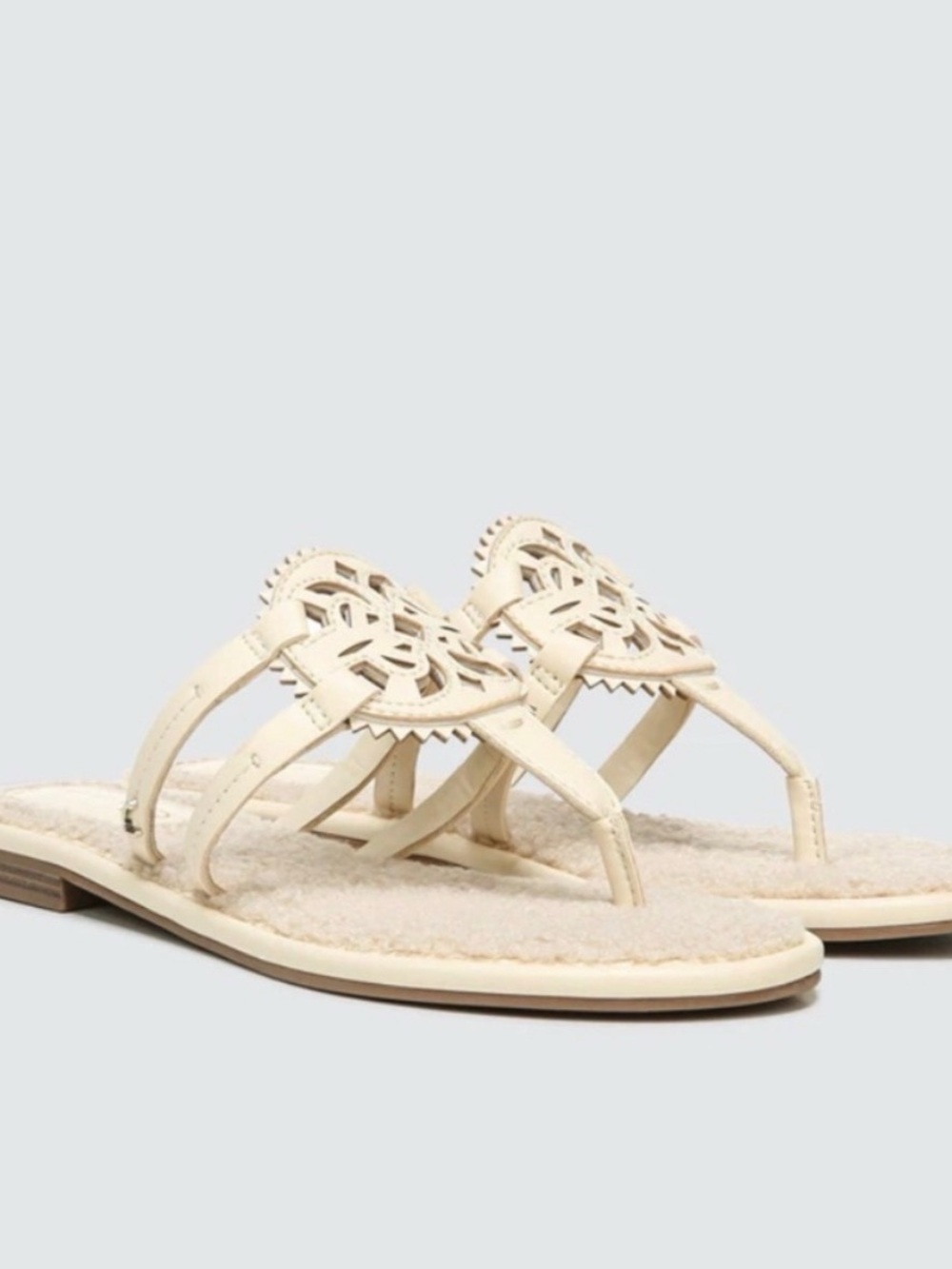 Circus by Sam Edelman Cream Leather Cutout Thong Sandals